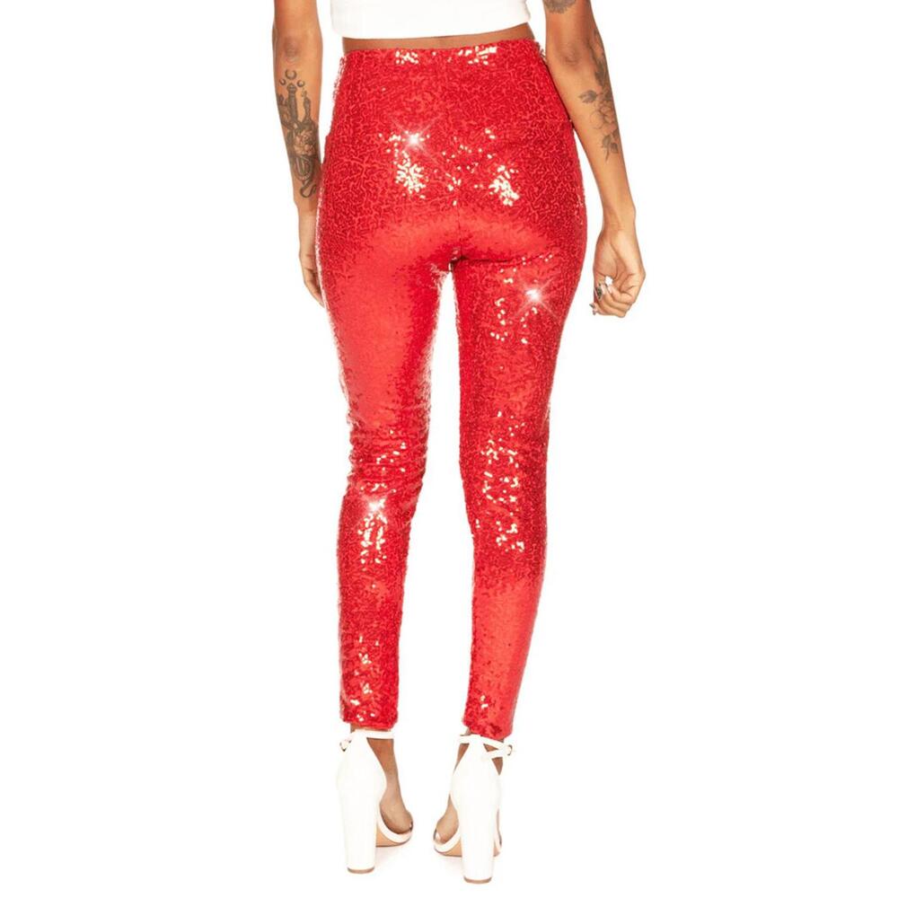 NWT Tipsy Elves Red Sequin High Waisted Leggings Size XL - Picture 2 of 8